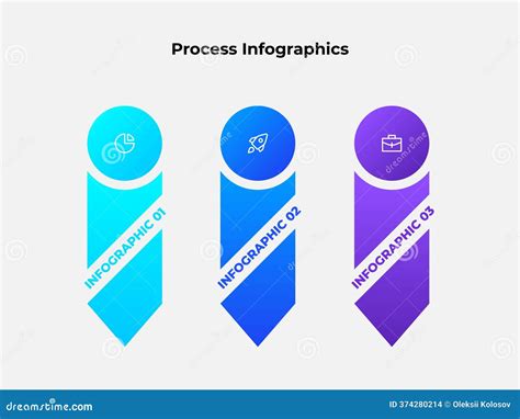 Flat Style Infographic Illustration Representing A Process Flow With Three Vertical Arrows Steps ...