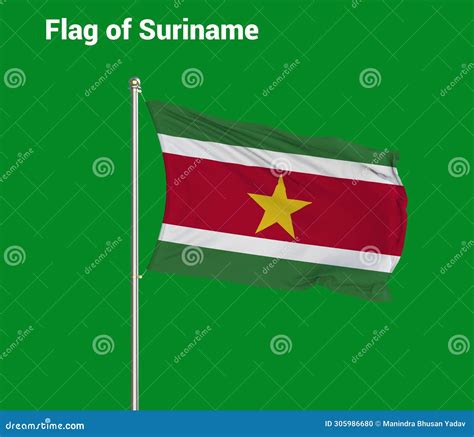 Flag Of Suriname, Suriname Flag, National Flag Of Suriname. Pole Flag ...