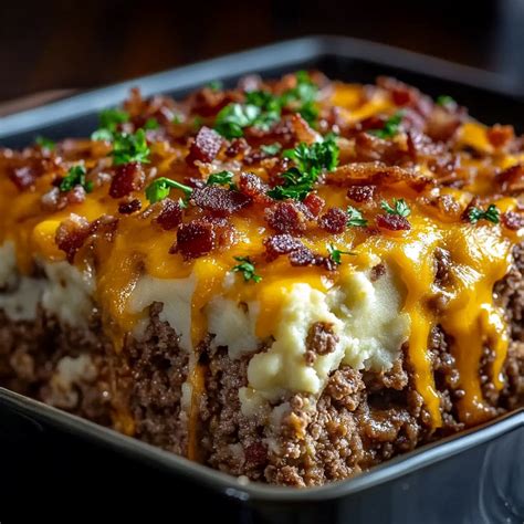 Cheesy Loaded Meatloaf Casserole Recipe