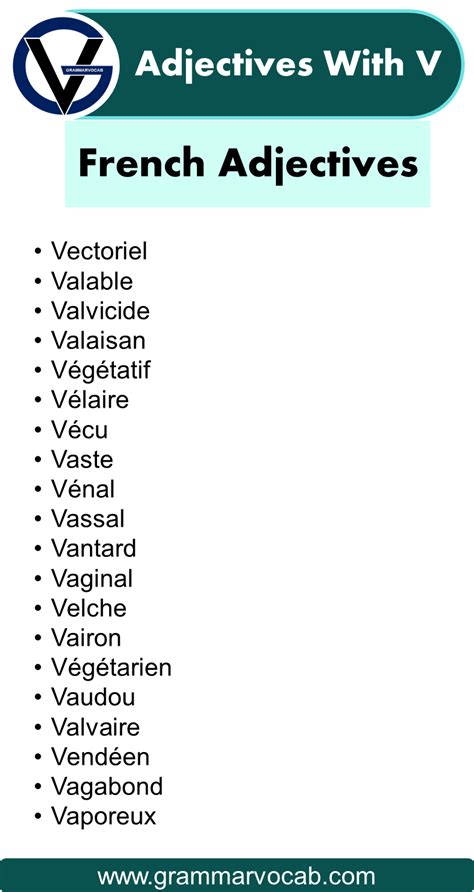 Adjectives That Start With V - GrammarVocab