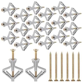 50 Set Drywall Anchor with Screw Kit – Hollow Wall Butterfly Anchors ...