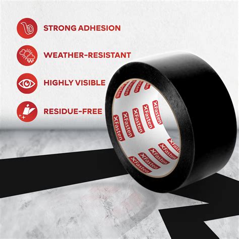 Snapklik.com : XFasten Vinyl Floor Tape Black, 2 Inch X 36 Yards, Gym ...