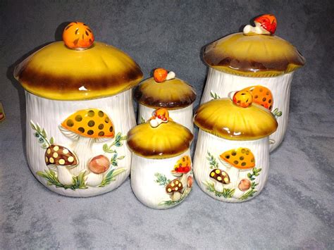 Vintage 1978 Sears & Roebuck Merry Mushroom 5 Piece Canister Set ...