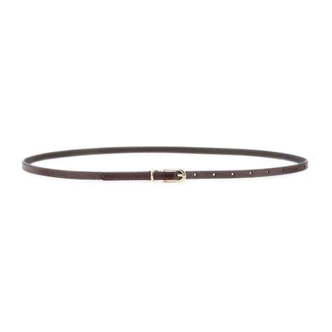 Buy Skinny Brown Belt Gold Buckle Genuine Leather 1.0 Cm ...