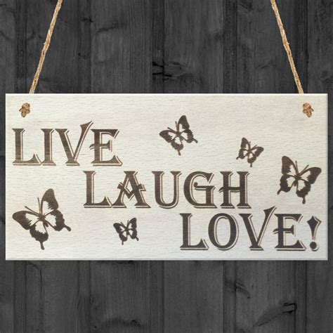 Live Laugh Love Wooden Hanging Plaque Gift Friendship Sign