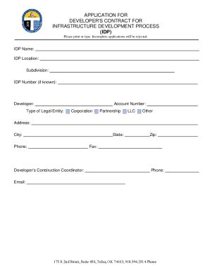 Fillable Online Infrastructure Development Plan (IDP) Application Form ...