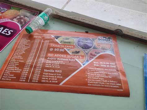 Menu at MULTI SCOOPS, Yamuna Nagar