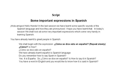 W1-L3 Important Spanish Expressions for Beginners - Studocu