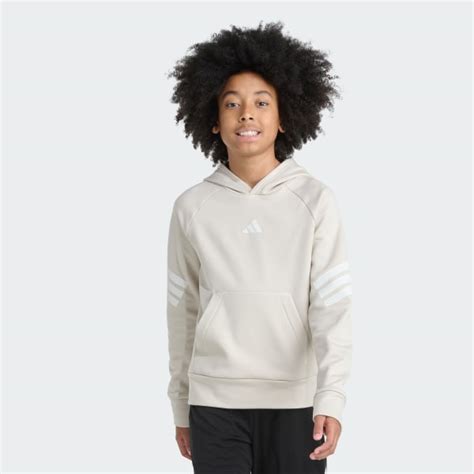 adidas Long Sleeve Gym + Polyester Pullover Hoodie - Beige | Free ...