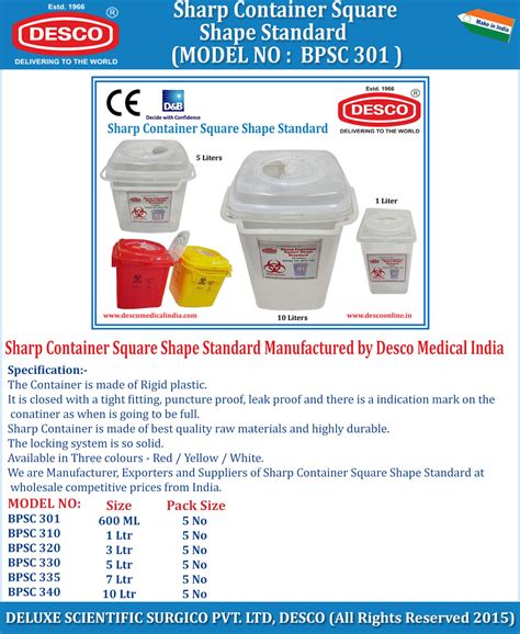 Square Shape Sharps Containers Standard – Manufacturer, Supplier & Exporter