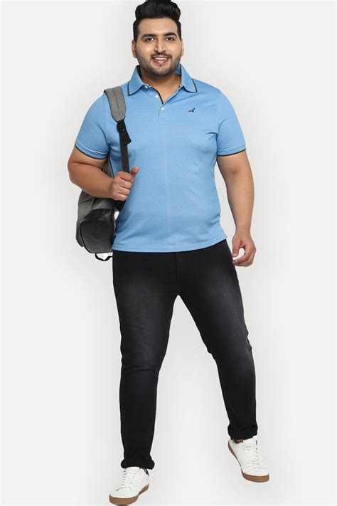 Buy Men's Plus Size T-Shirts Online, Plus Size Polo T-Shirt's - Blue ...