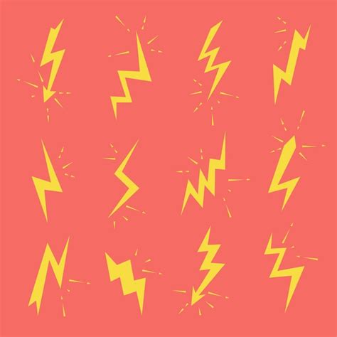 Set van bliksemschichten pictogrammen Thunderbolts spanning ...