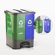 Nayasa 2-in-1 Pedal Dustbin – 33 L (16.5 L Each) | Dual Compartment Wet ...