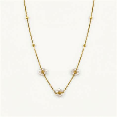 Delicate Floral Pearl Link Necklace – PALMONAS