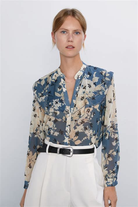 FLORAL PRINT BLOUSE WITH RUFFLES - View All-SHIRTS | BLOUSES-WOMAN ...
