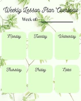 Weekly Overview of Lesson Plan 的图像结果