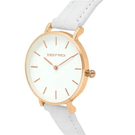 Shop Joker & Witch Rose gold & White Croc Strap Watch for Women Online