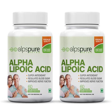 Alpspure Nutra Alpha Lipoic Acid (ALA) 300 Mg (Pack of 2-60 Veg ...