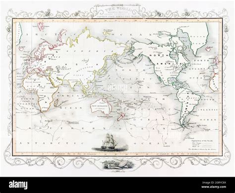 The Voyages of Captain James Cook (1852) by James Cook. Map of the World Stock Photo - Alamy