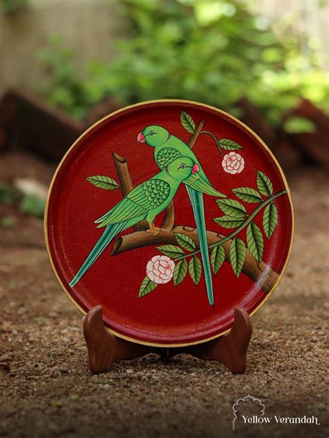 Pichwai Parrot Handpainted Wall Plate - 10" – Yellow Verandah