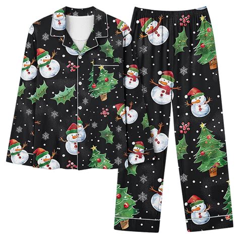Cavosen Christmas Pajamas for Women Set with Pockets 2 Piece Xmas Cute ...