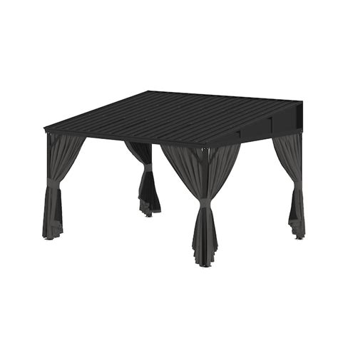 MIDHAM 10-ft x 12-ft Patio Lean-To Gazebo Black Solarium with Hardtop ...