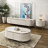 WOODEN SPACE Premium Marble-Top Wooden Center Table for Living Room ...