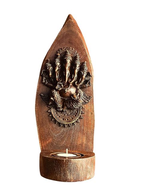 Buy India Meets India Brown Tea Light Panchmukhi Ganesha Vinayak Wall ...