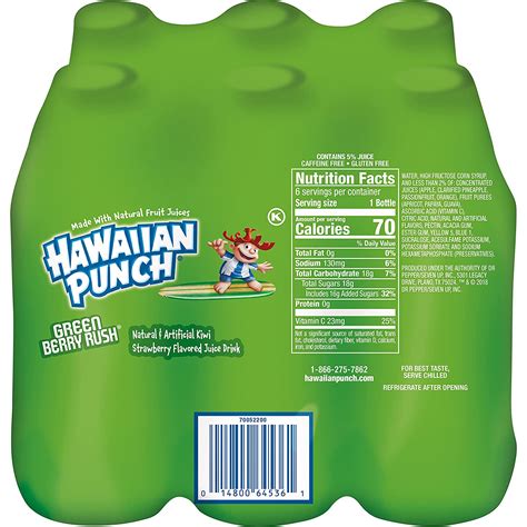 Hawaiian Punch Green Berry Rush, 10 Fl Oz Bottles, 6 Count (Pack Of 4 ...