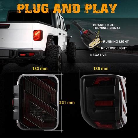 Buy AUDEXEN LED Tail Lights Compatible with Jeep Gladiator JT 2020-2022 ...