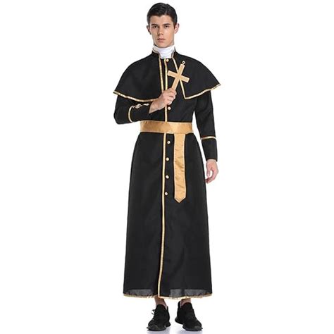 Buy myaddiction Priest Men Cassock Robe Cloak with Belt Minister ...