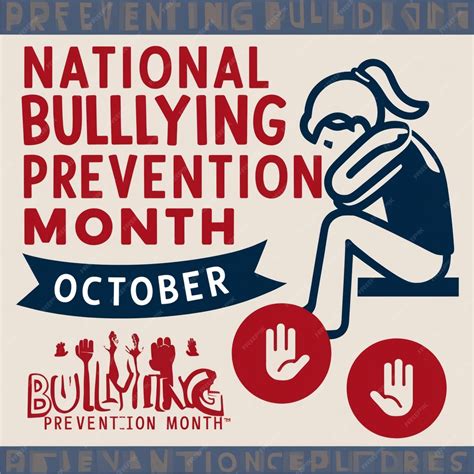 National Bullying Prevention Month in October Vector Illustration ...