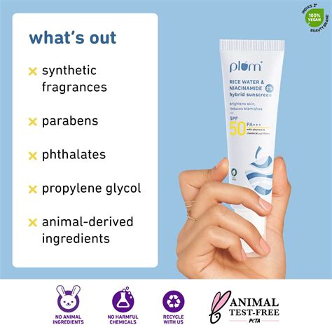 Foxy.in : Buy Plum 2% Niacinamide & Rice Water Hybrid Face Sunscreen ...