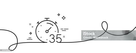 Timer 35 Minutes Line Icon Stopwatch Time Sign Continuous Line With ...