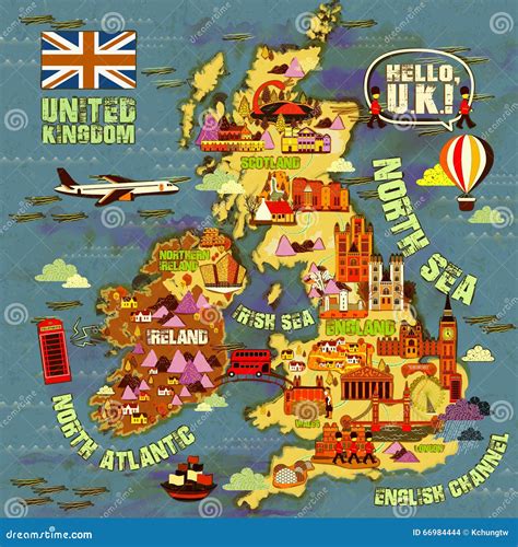United Kingdom travel map stock vector. Illustration of poster - 66984444
