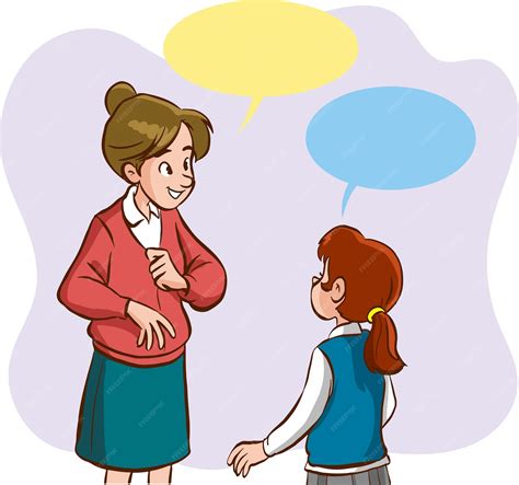 Premium Vector | Vector illustration of teacher and students talking