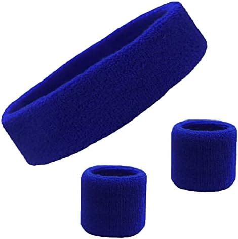 Sweatband Set Cotton Sports Headband Terry Cloth Wristband Moisture ...