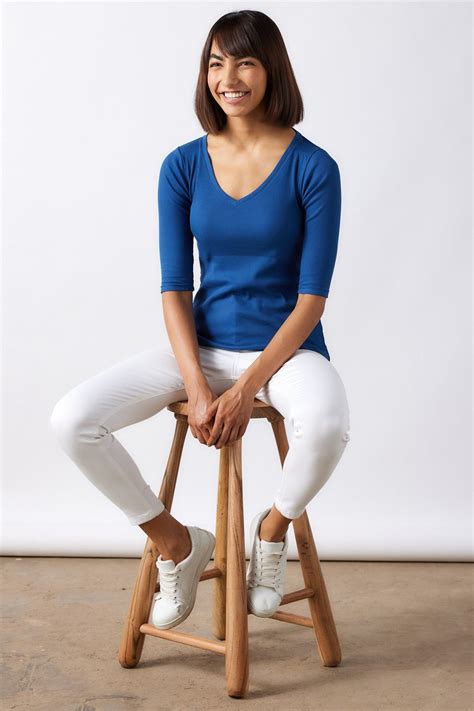 Explore The Rib V Neck Top for Women Cobalt Blue Online