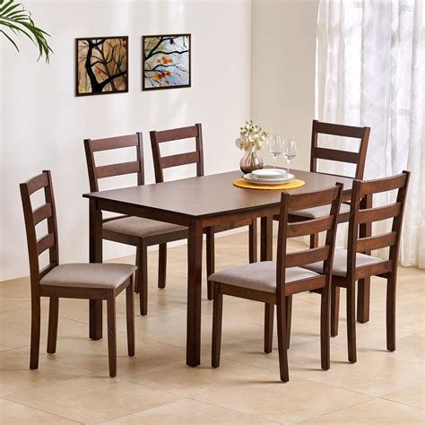 Buy Helios Lia Solid Wood 6-Seater Dining Table - Brown from Helios by ...