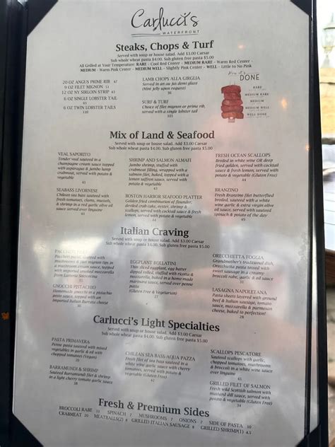 Carlucci's Waterfront Menu - Updated October 2025