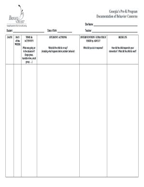 BFTS Behavior Document Form - Fill and Sign Printable Template Online