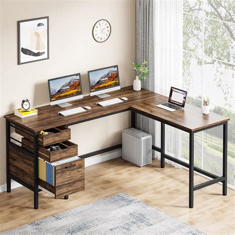 Tribesigns L Shaped Desk with File Drawer Cabinet, India | Ubuy