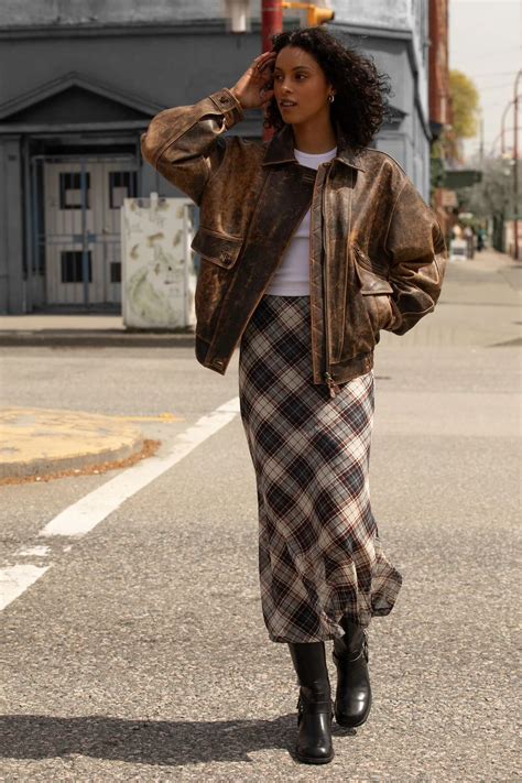 Plaid Chiffon Midi Skirt | OAK + FORT – OAK + FORT USA | Plaid skirt ...