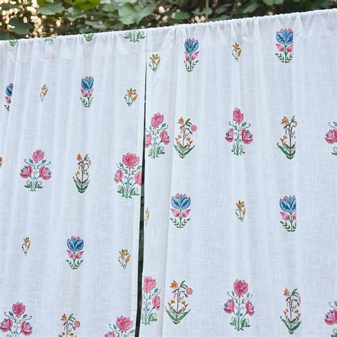 Tarini Hand Block Print Cotton Curtain for Doors & Windows - Loops ...