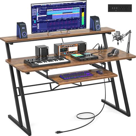 armocity 47'' Music Studio Desk with Power Outlet, India | Ubuy
