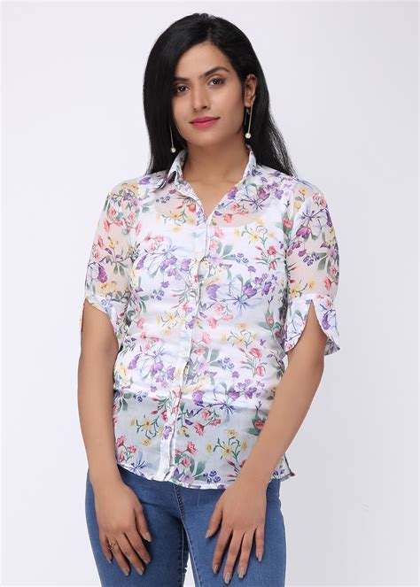 Get Floral Printed Slit Sleeves Purple Shirt at ₹ 840 | LBB Shop