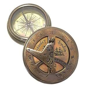Kasmi Antique Brass Sundial Pocket Compass Stanley London 1862 Sun Dial ...