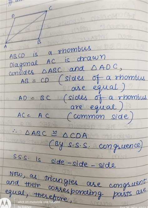 ABCD is a rhombus AC is a diagonal first show 3 pair of equal part ...