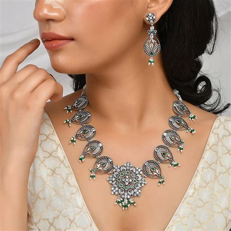Abharan Filigree Pearls and Stones Embellished Jewellery Set | SHOBITA ...