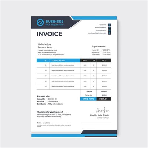 Simple Blue Invoice Excel 的图像结果